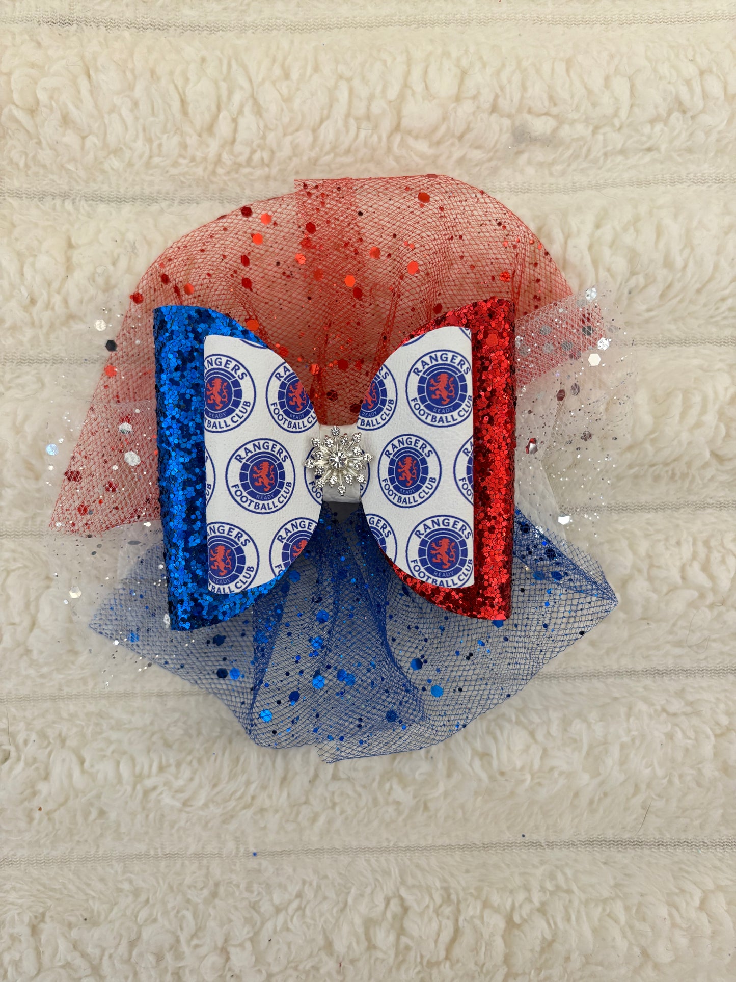 Red, White and Blue Football Die Cut Hair Bow