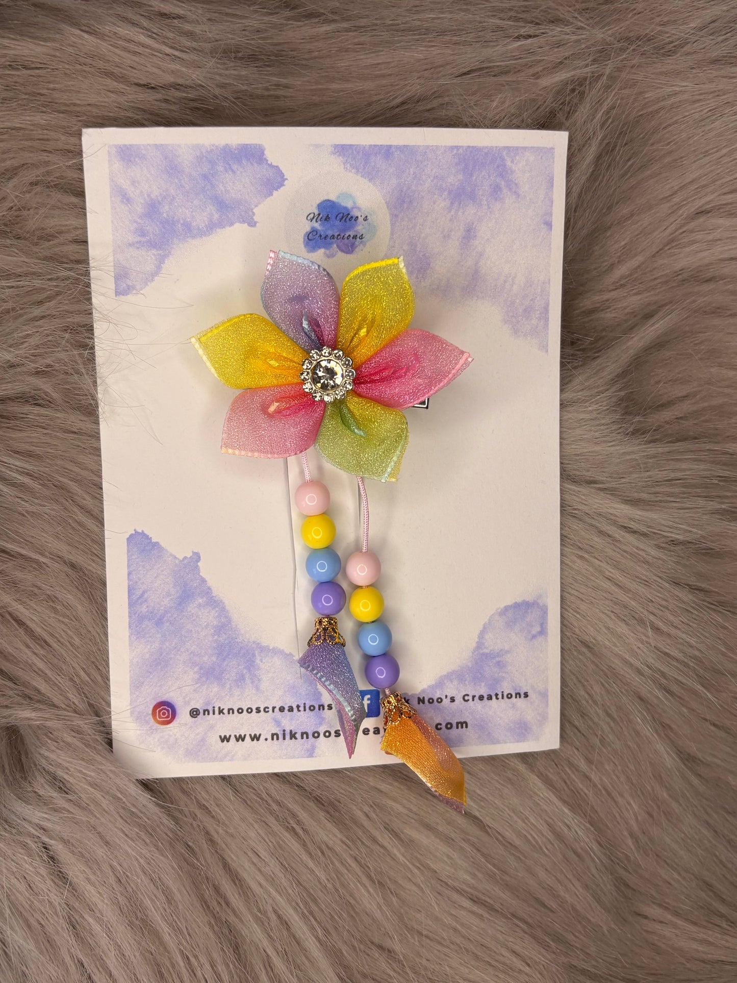 Rainbow Flower Clips