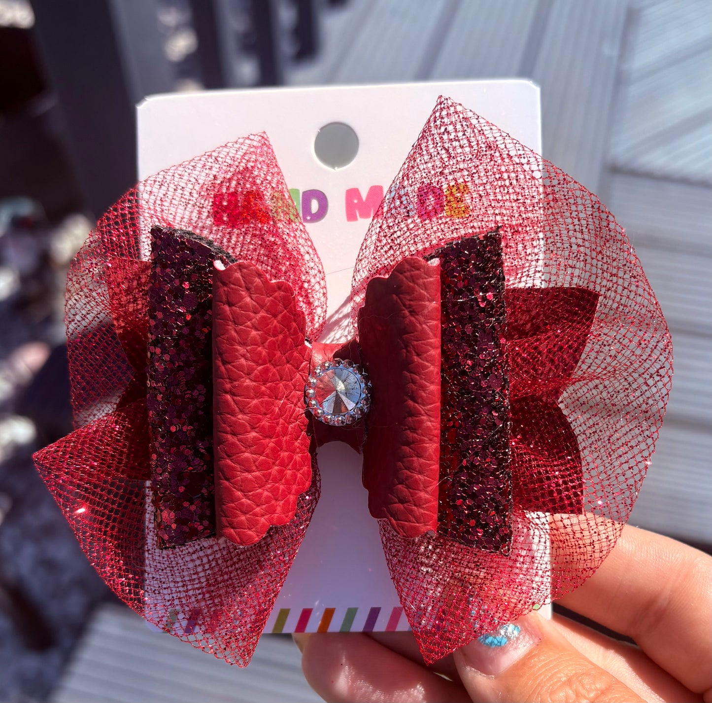 Burgundy Die Cut Hair Bow