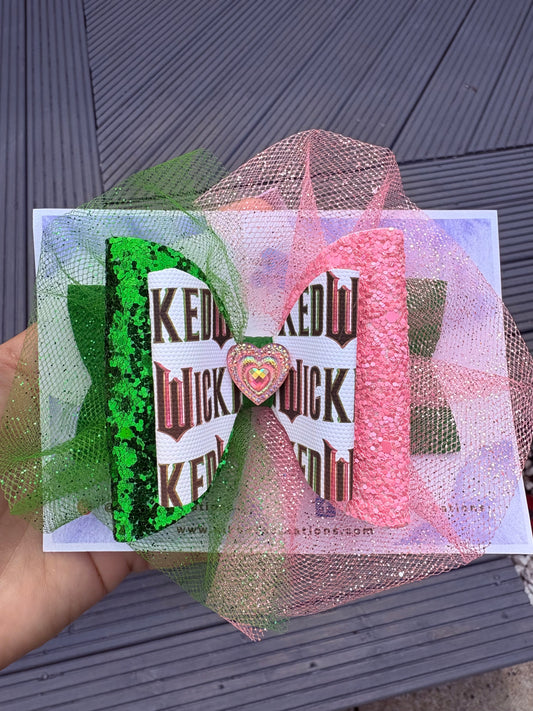 Pink Goes With Green Die Cut Hair Bow