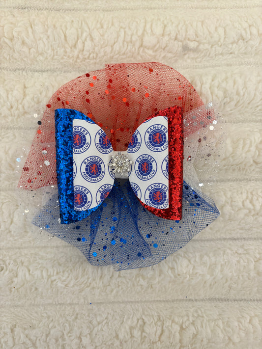 Red, White and Blue Football Die Cut Hair Bow
