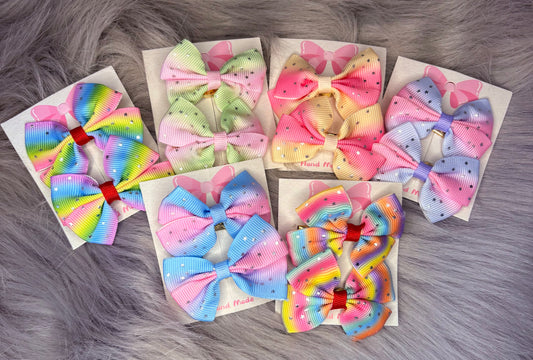 Rainbow Bow Hair Clips