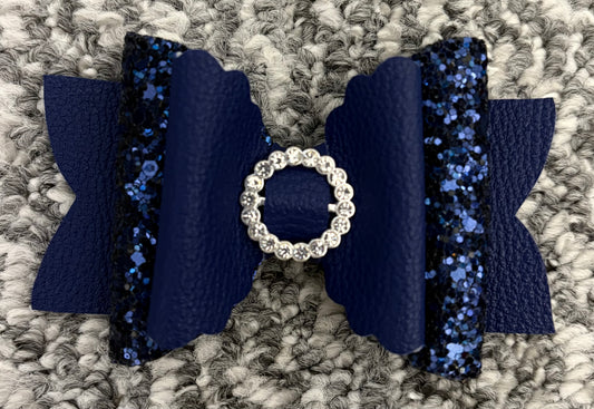 Navy Die Cut Hair Bow