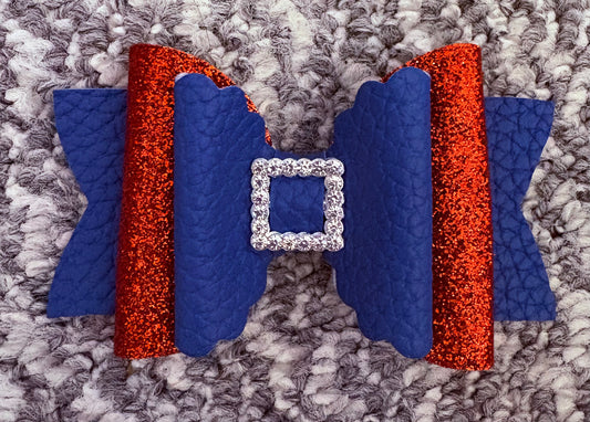 Royal Blue and Red Die Cut Hair Bow