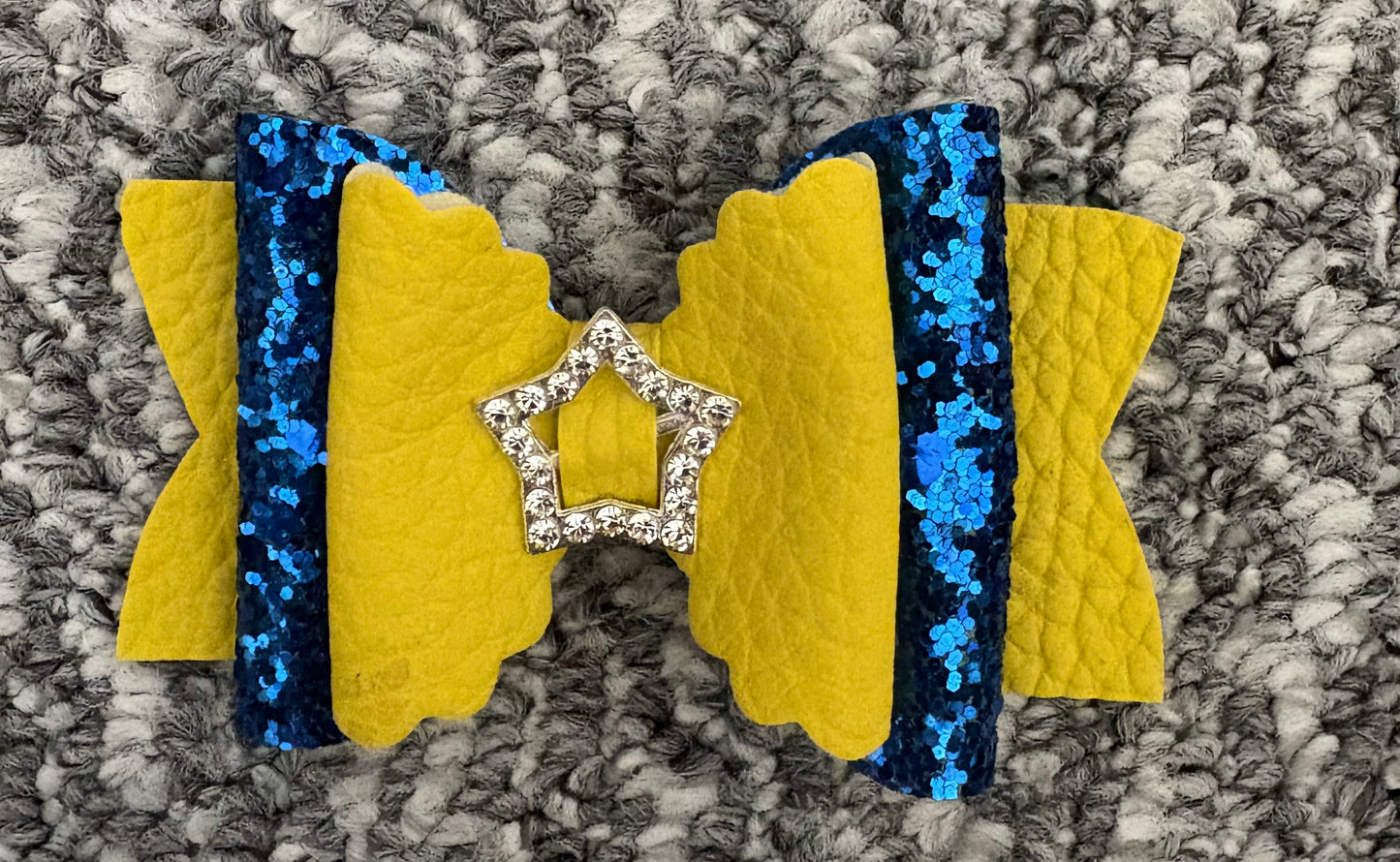 Yellow and Royal Blue Die Cut Hair Bow