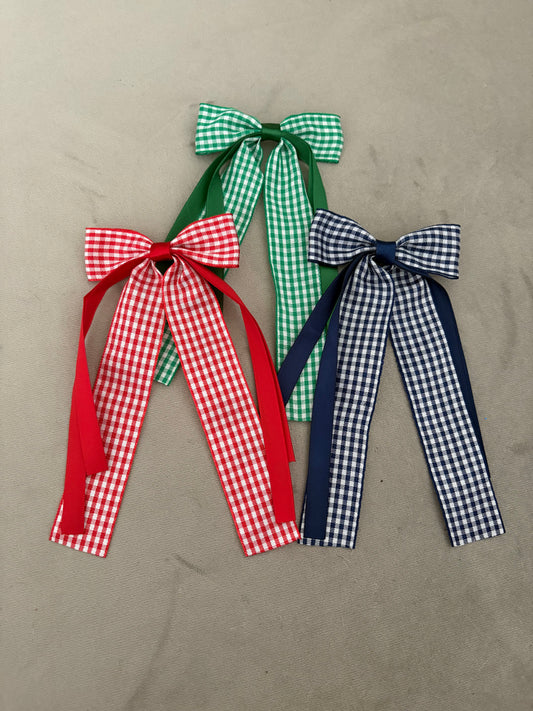 Gringham Bow Hair Clips