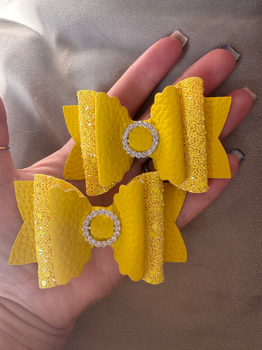 Yellow Die Cut Hair Bow Clip